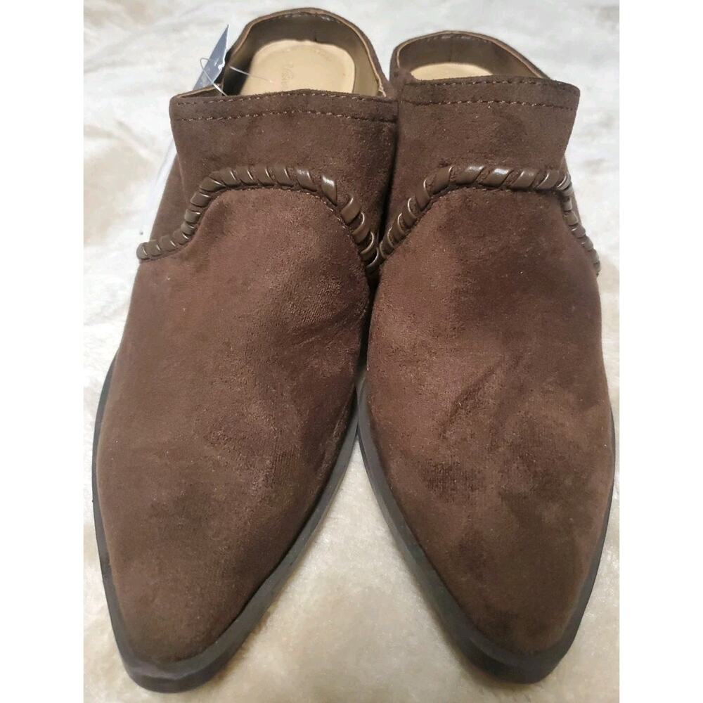 Universal Thread Brown Suede Braided Pointed Toe Block Heel